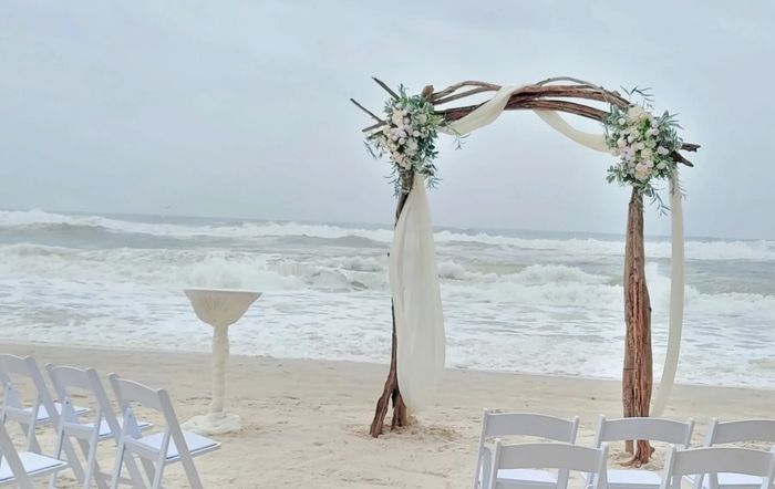 A Wedding Ceremony Set Up on the Beach