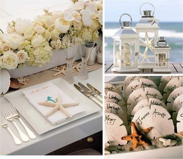 A Table Setting With Starfish and Lanterns