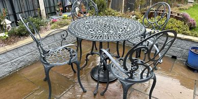 table and chairs sprayed anthracite grey