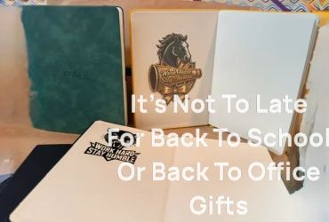 Notebooks with 'Work Hard Stay Humble' design and blank pages.