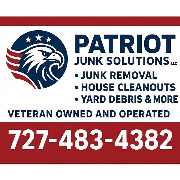 Patriot Junk Solutions offers junk removal and cleanouts, veteran owned with contact 727-483-4382.