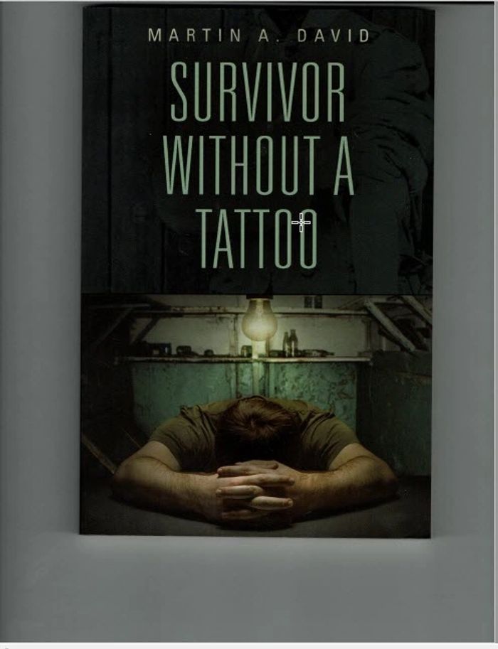 Cover of novel. Shows a man looking depressed in his hiding place.