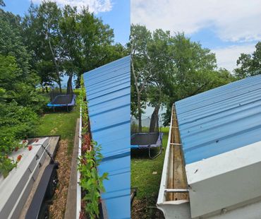 before and after gutter cleaning photo