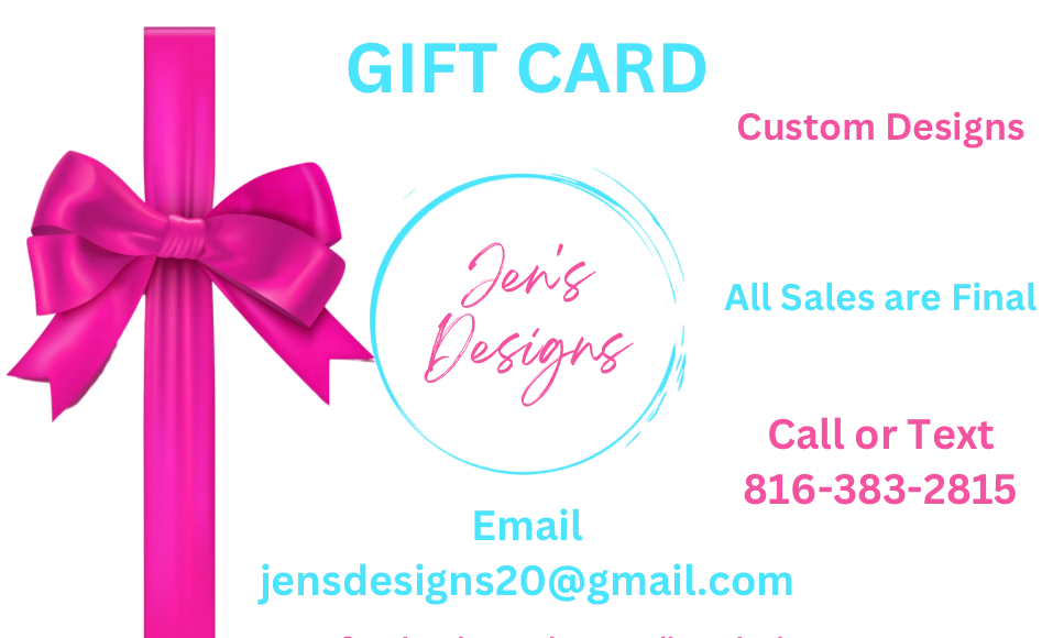 Gift Cards are available for any amount. Can be mailed/picked up to purchaser or recipient.