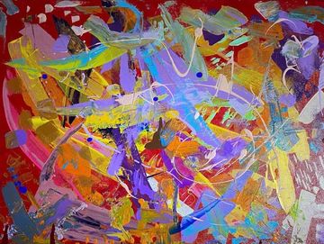 A volcanic eruption of expression through abstract form. Acrylic.