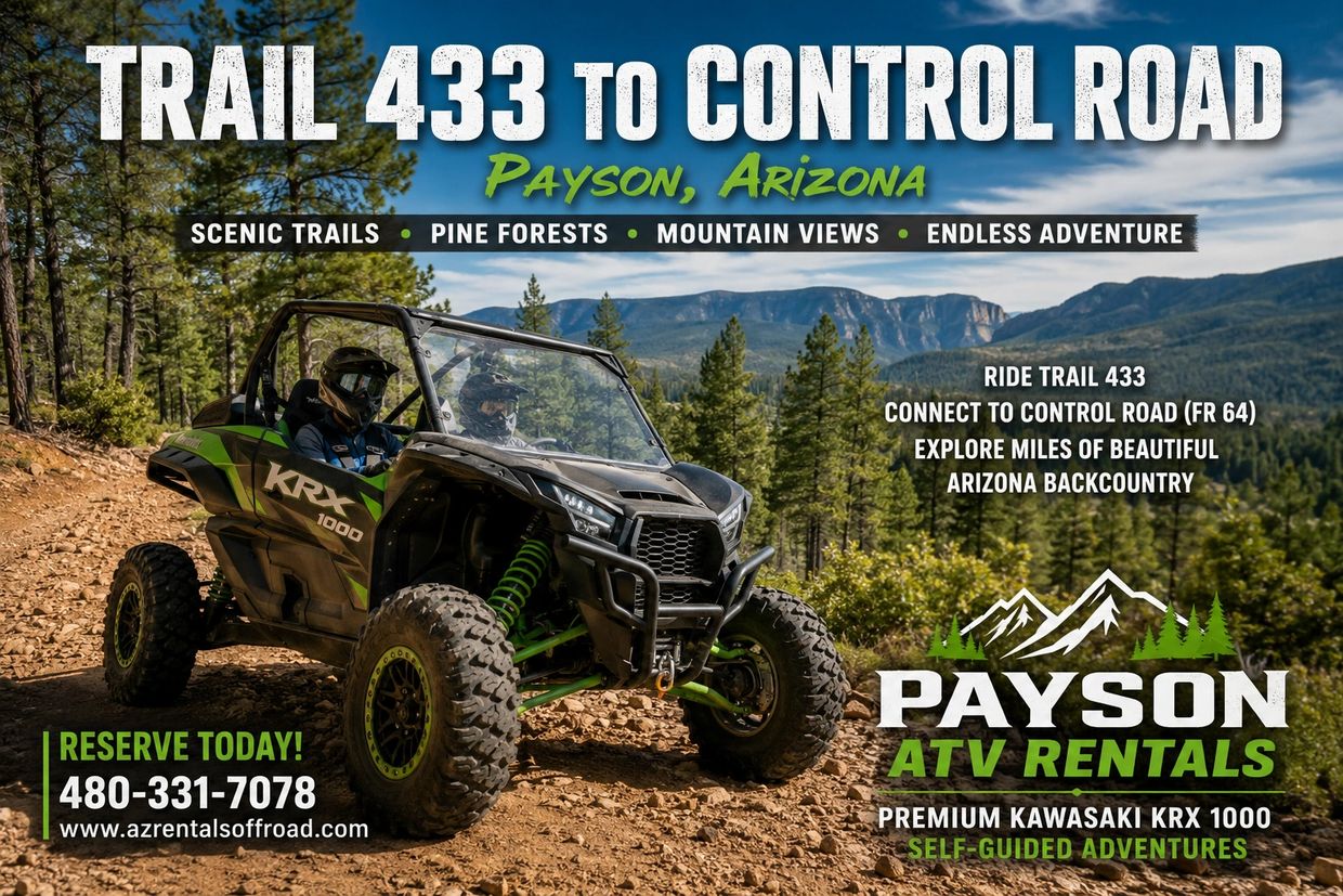 Ride Trail 433 and Control Road near Payson, Arizona with a premium Kawasaki KRX 1000 from Payson AT