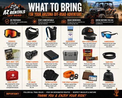 Checklist for Arizona off-road adventure essentials.