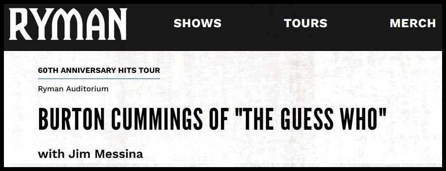Burton Cummings from the The Guess Who at Nashville's Municipal Auditorium.