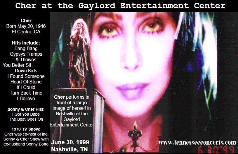 Cher at the Bridgestone Arena in  Nashville Tennessee on June 30, 1999