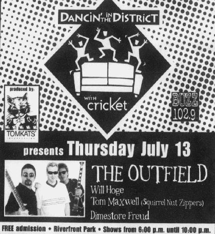 July 13, 2000: Dancin' In The District, 
with The Outfield and others in downtown Nashville TN