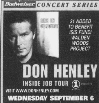 September 6, 2000: Don Henley "Inside Job Tour"
at AmSouth Amphitheatre in Nashville Tennessee