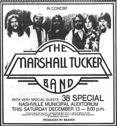 December 13, 1980: The Marshall Tucker Band, with guest 38 Special
at the Municipal Auditorium in Na