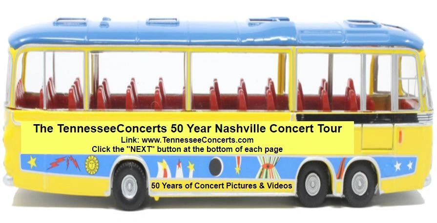 The TennesseeConcerts 50 Year Nashville Tennessee concert pictures & videos tour bus. Take the tour!