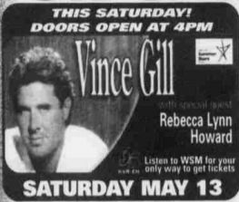 May 13, 2000:  Vince Gill 
at Nashville's AmSouth (Starwood) Amphitheatre