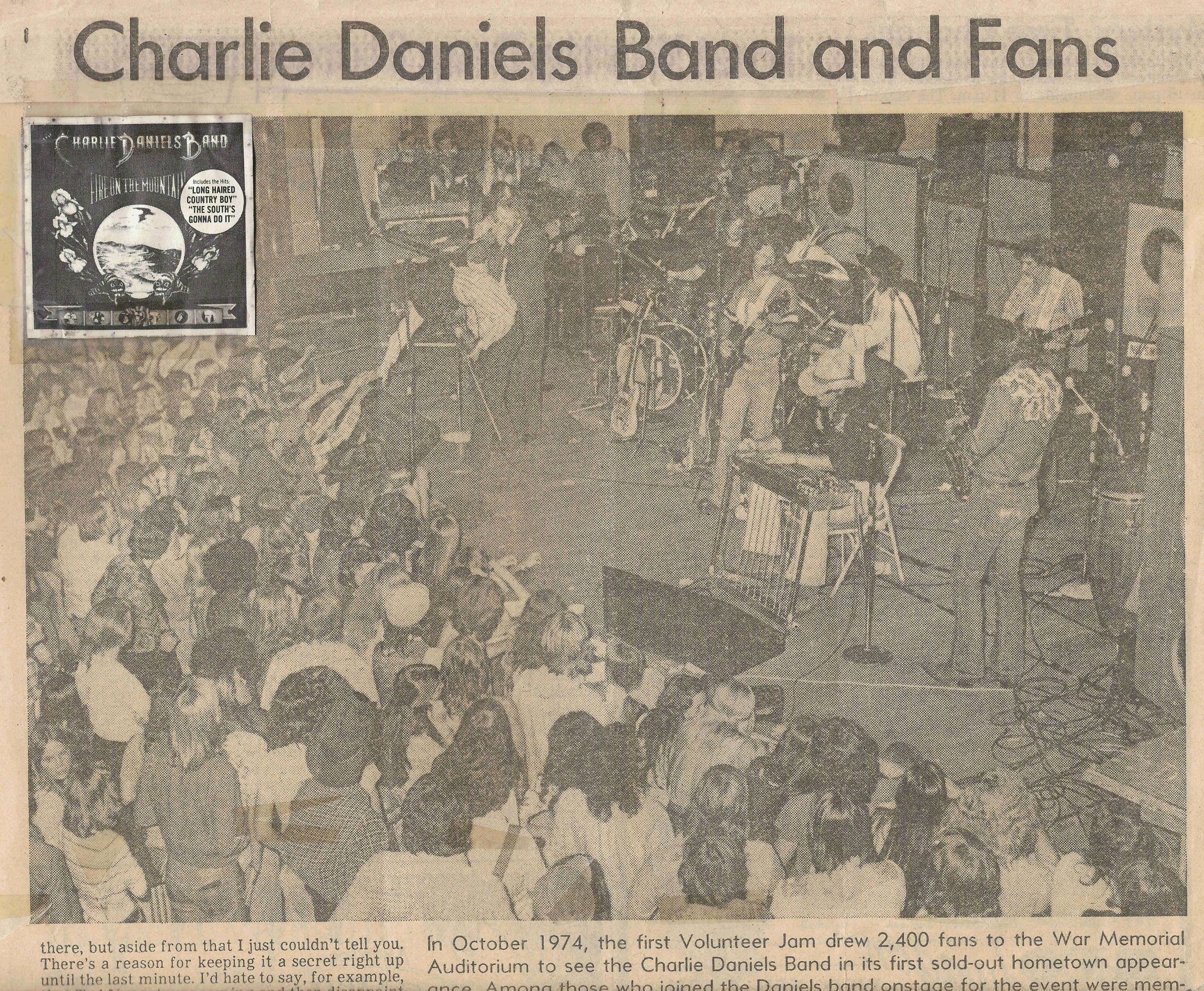 This is a newspaper picture from the first Volunteer Jam at Nashville's War Memorial Auditorium 1974