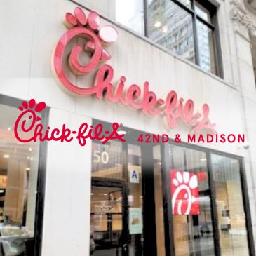 Chick-fil-A restaurant exterior on 42nd & Madison.