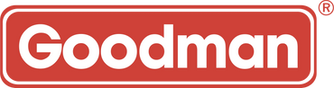 Goodman logo in bold white text on a red rounded rectangle background.