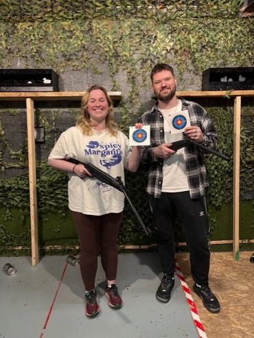 Couples learning how to shoot air rifles at white wolf activity centre Hudderfield