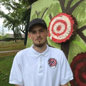 Luke instructor at white wolfs axe throwing centre Huddersfield