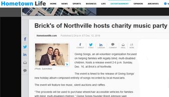 Screenshot of Hometown Life Story about the release of "Giving Songs for the Holidays"