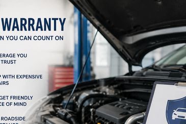 Vehicle warranty service promoting trust and roadside assistance.