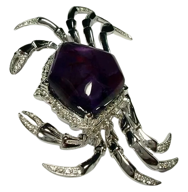 A Silver Crab Pin
set Amethyst & Diamonds