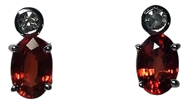18kt White  Gold Earrings
set with Red Songhea Sapphire 
& Diamonds
