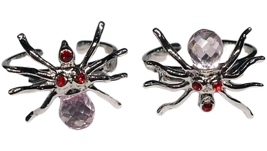 A Silver Spider Ring
set with Red Songhea Sapphires
& a Sapphire Briolette