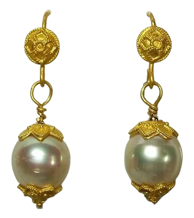 23kt Gold Earrings
with South Sea Pearls
