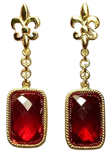 18kt Yellow  Gold Earrings 
set with Cultured Ruby