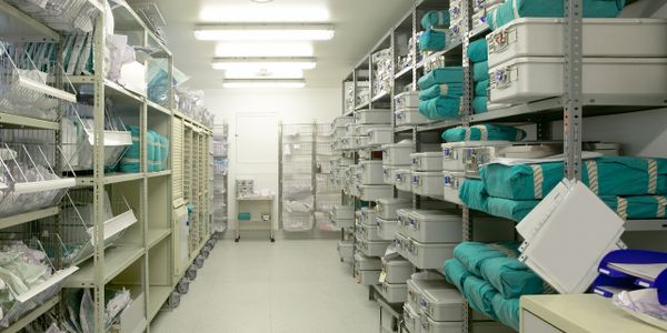 A storage room with medical supplies