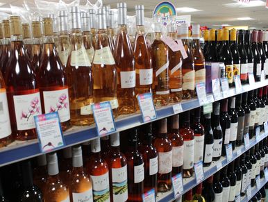variety of wines, red, white, and rose