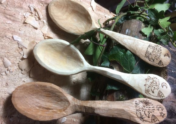 Hedgehog logo decorated spoons