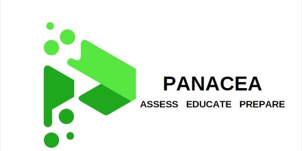 Green abstract logo with 'PANACEA' and the words 'ASSESS EDUCATE PREPARE'.