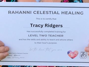 Rahanni Celestial Healing certificate Level Two Teacher holistic complementary therapy 
