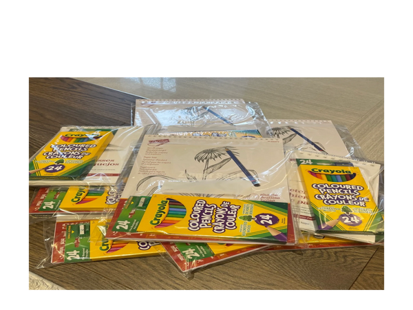Pencil Crayons and Sketchbooks donated to Paediatric Patients