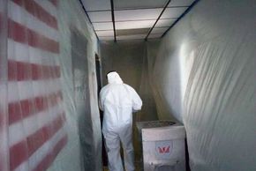 Remediation with containment at a local fire station.  Photo courtesy of CEE Staff.