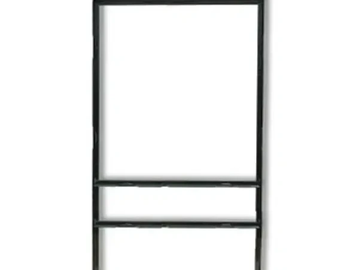Black metal frame with two horizontal bars against a white background.