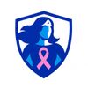Superhero shield with pink ribbon symbol for breast cancer awareness.