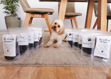 Bowzer the cavoodle is one lucky pooch with a large variety of our pet treats to taste