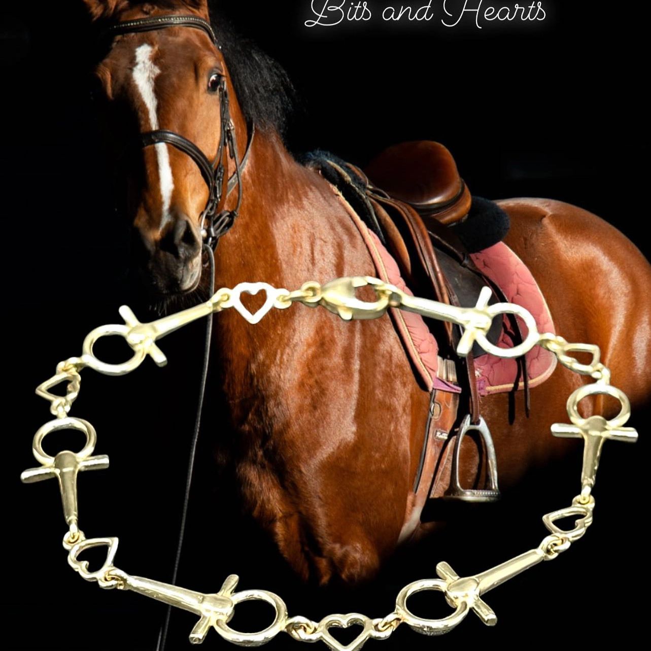 I love my horse bracelet. Bits and hearts. 14k gold 7-1/4”
Available in other karats, white or ye