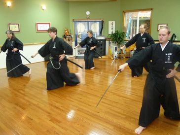 Iaido Japanese Swordsmanship group practice at AiShinKai Dojo
