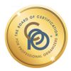 a gold seal with the words the board of certified on it