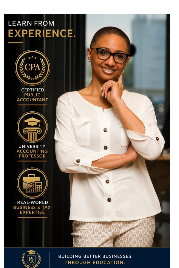 Experienced businesswoman promoting education and expertise.