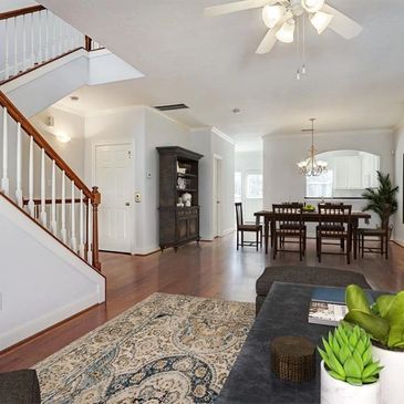 This 3-story townhome is in a gated community, features 2nd-floor living and has an elevator!