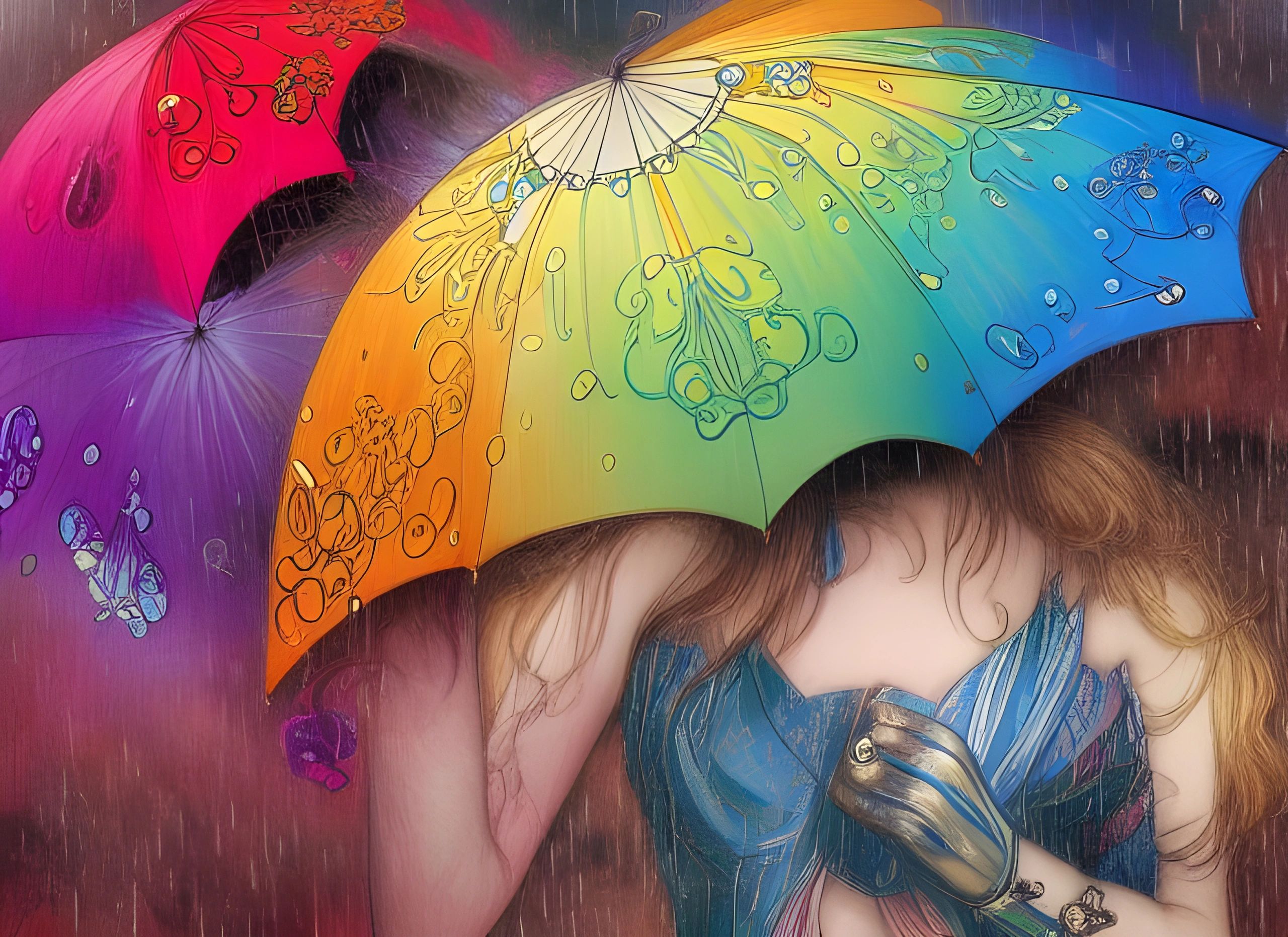 Rainbow Umbrella Rainbows in the Rain #Helkroyo