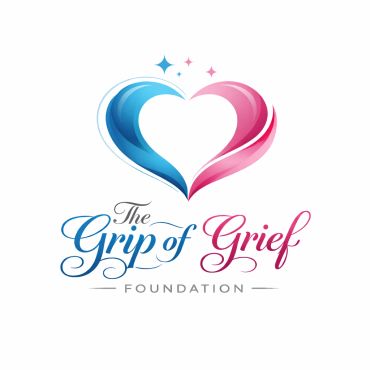 Logo of The Grip of Grief Foundation with a heart design.