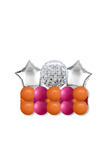Deluxe balloon stack with foil balloons on a coordinating balloon base.