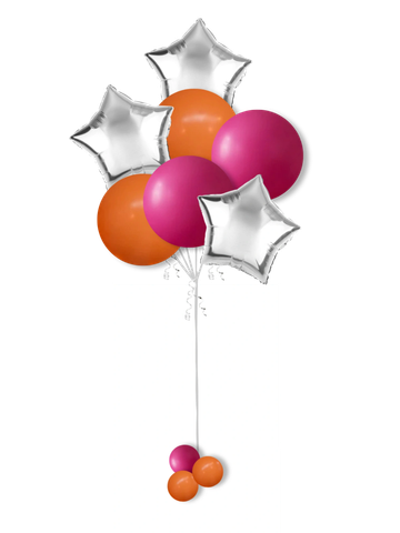 Deluxe helium bouquet with foil balloons and latex balloons in custom colors.