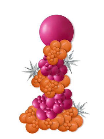 8-ft deluxe organic balloon column with a statement topper and foil balloon accents.